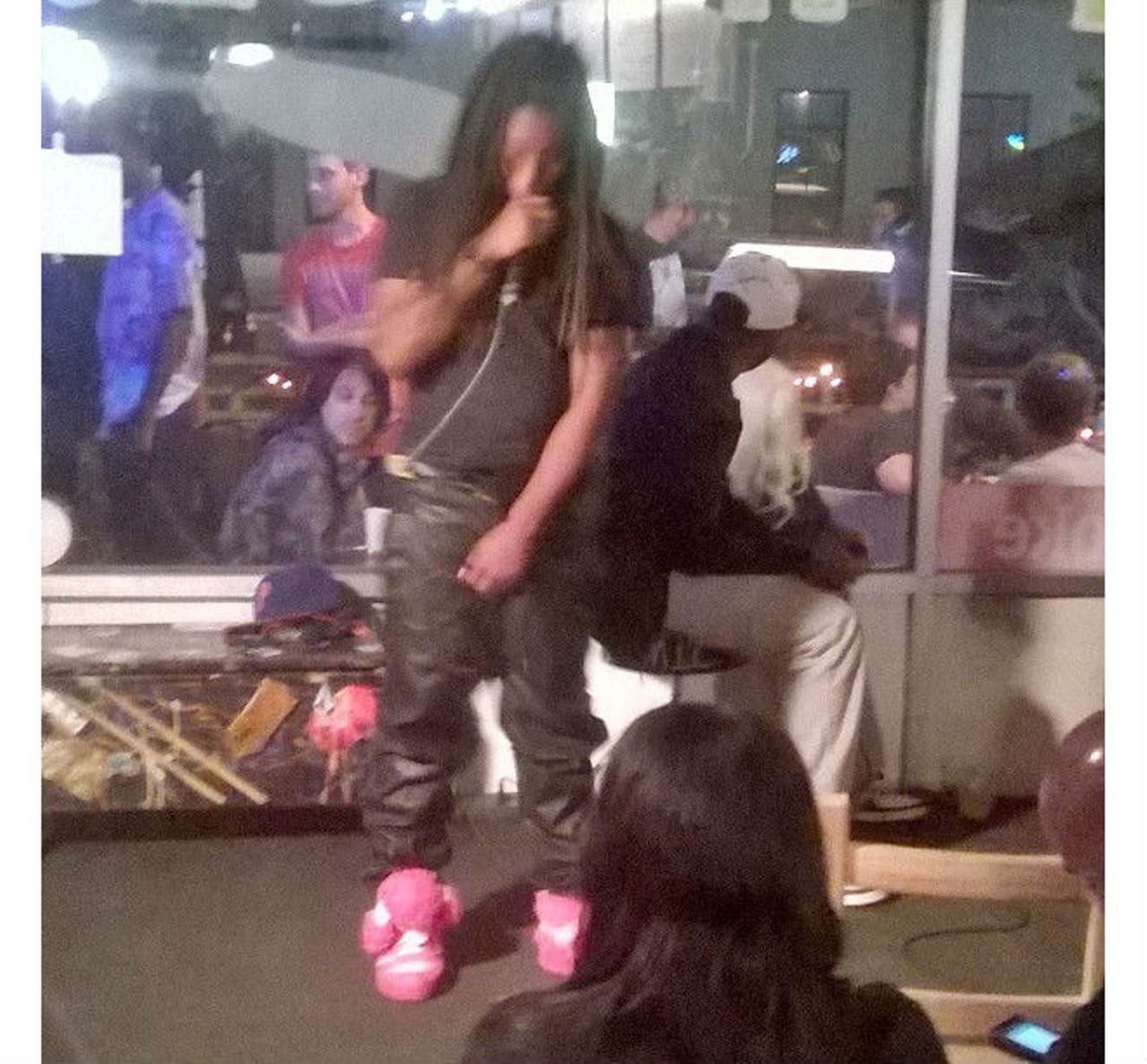 #onlyinorlando will you find a guy who shows up the freestyle battle in pink poodle shoes.Instagram: infiniteoptimist