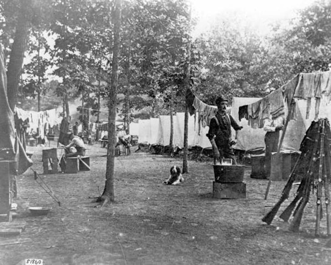Spanish-American war camp scene in Tampa, 1898.