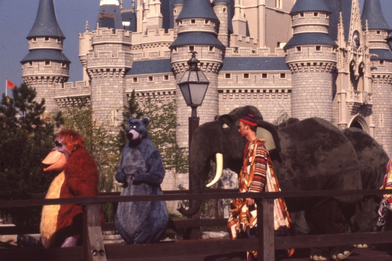 Jungle Book characters on parade in front of the castle - Walt Disney World, Florida, 1981