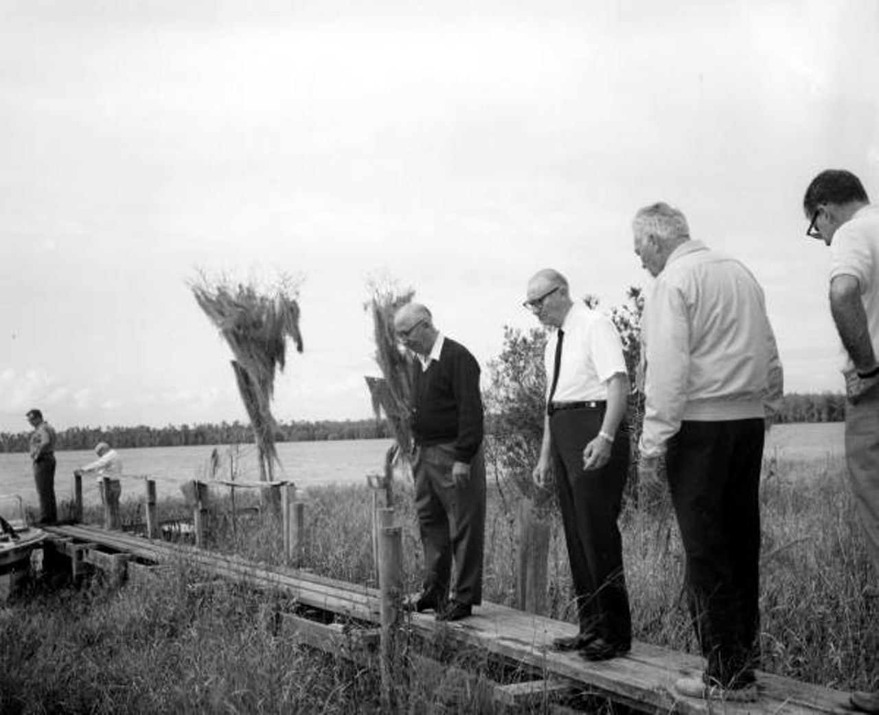 Roy Disney and company inspecting property for Disney World (Between 1963 and 1965).