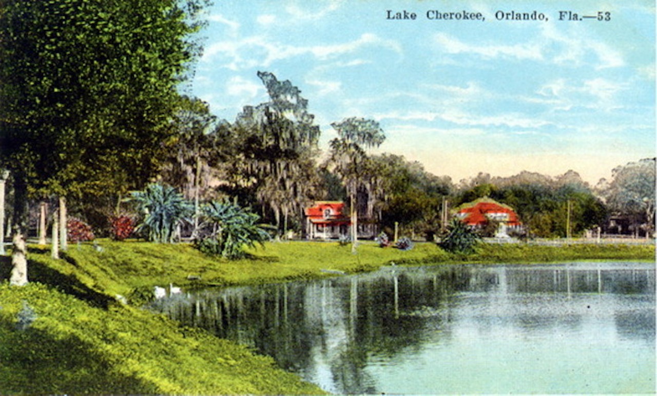 A postcard of Lake Cherokee in Orlando, published sometime in the 1900s.