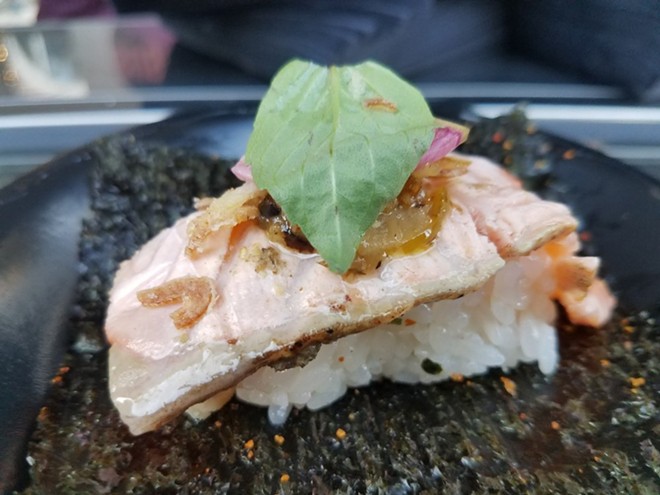Binchotan salmon hand roll (SushiPop) - FAIYAZ KARA