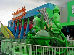 The slime geyser and the Nickelodeon Studios at Universal Studios Florida - IMAGE VIA RE-OPENING NICK STUDIOS | FACEBOOK