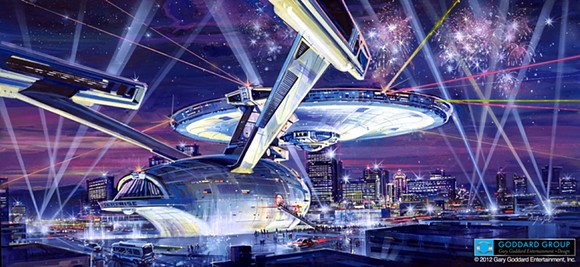 The planned but never realized full scale Starship Enterprise in Las Vegas - IMAGE VIA THE GODDARD GROUP