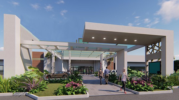 A proposed update to the main entrance of the Lake Square Mall - Image via Lake Square Mall