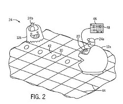 A rendering found within the patent that shows what the ride vehicles may look like. - Image via United States Patent Application US20150360127
