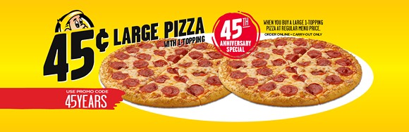 Orlando-area Hungry Howie's slinging 45-cent pizzas in honor of 45th birthday