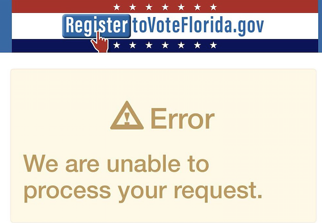It would appear that Florida's voter registration website is shitting the bed