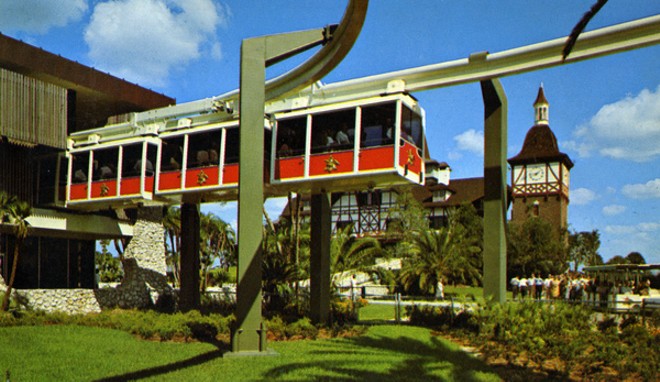 Sadly, the Busch Gardens monorail won't be returning for the 60th Anniversary. The monorail building is now used as the Cheetah Hunt queue and load/unload area. - PHOTO BY WARD BECKETT VIA STATE ARCHIVES OF FLORIDA