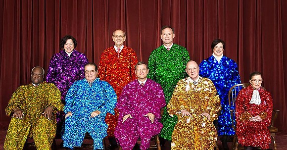 This is not the Florida Supreme Court. It's the Supreme Court of the United States Photoshopped into disco robes.