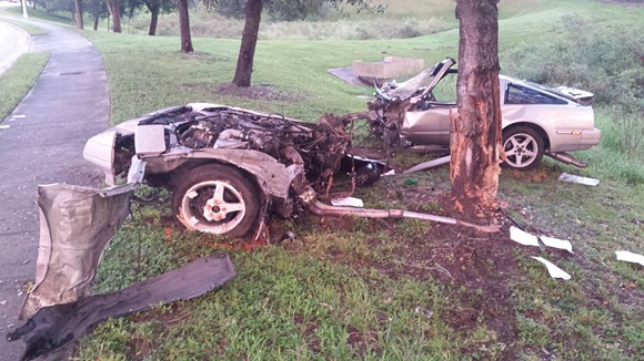 A Winter Haven man survived this horrific car crash Tuesday night