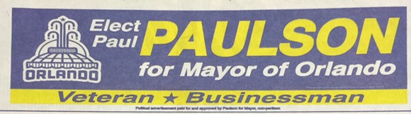 The bottom of the Paul Paulson for Mayor ad.