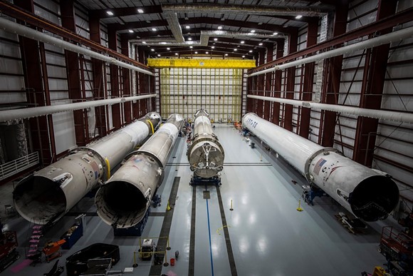 Landed SpaceX rockets lie in hanger 39A, Cape Canaveral, Florida. - PHOTO SOURCE: SPACEX FLICKR