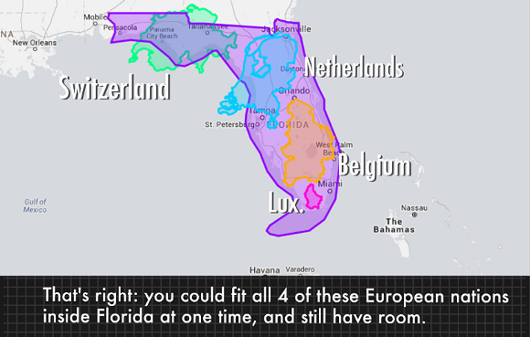 The state of Florida is larger than a surprising number of countries