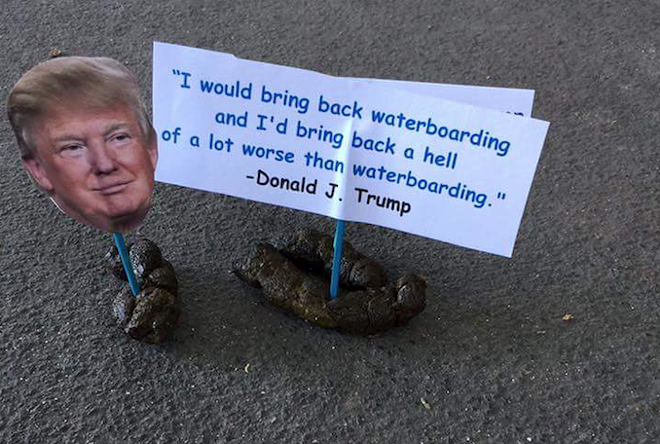 Florida artist decorates dog poop with Donald Trump quotes