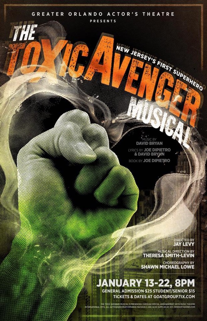 Greater Orlando Actor's Theatre presents 'The Toxic Avenger Musical' at Orlando Shakespeare Center through Jan. 22. - Image courtesy Greater Orlando Actor's Theatre