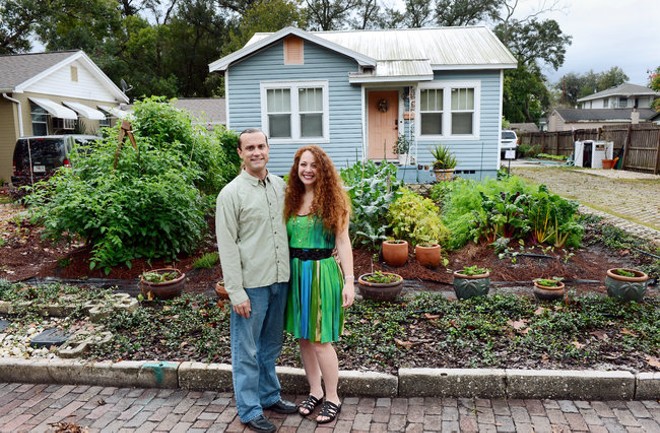 Orlando homeowners Jason and Jennifer Helvenston faced the front-yard garden fight in 2012. - Photo by Todd Anderson