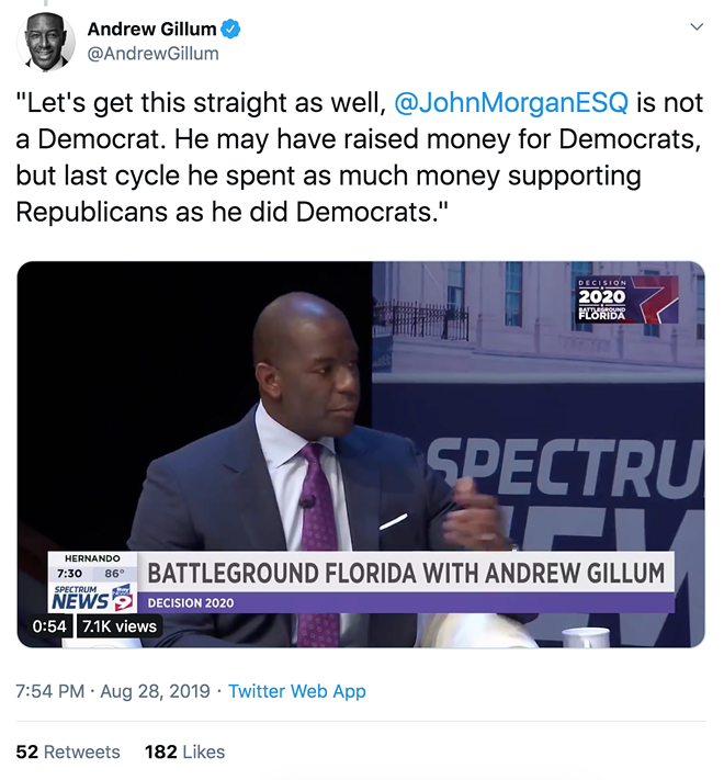 Florida attorney John Morgan threatens to sue Andrew Gillum if he runs again for office