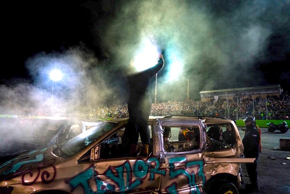 Taylor Bosak takes the victory for the Minivan Demolition Derby. (Orlando Speedway, Nov. 29, 2019) - PHOTO BY CHRISTOPHER BALOGH