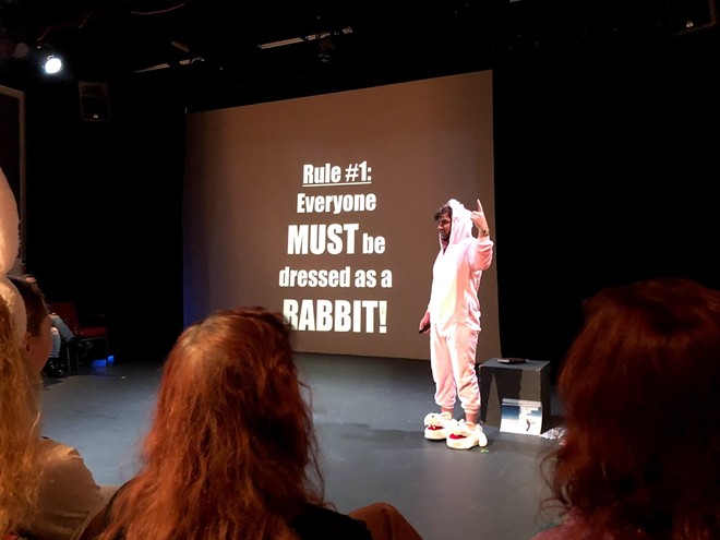 Jon Bennett performs "It's Rabbit Night!" on opening night of the 2020 Orlando Fringe Winter Mini-Fest, which continues through Jan. 12. - Photo by Seth Kubersky
