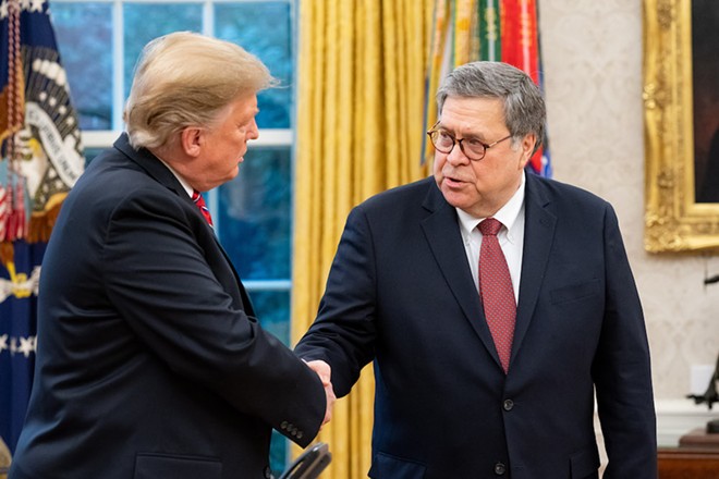 President Donald Trump and Attorney General William Barr - Official White House photo by Tia Dufour