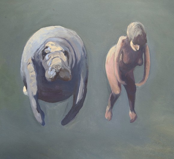 "SELF PORTRAIT WITH MANATEE," PAINTING BY SUNAURA TAYLOR