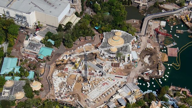 At Islands of Adventure, construction remains active on the Jurassic Park roller coaster. - Image via Bioreconstruct | Twitter