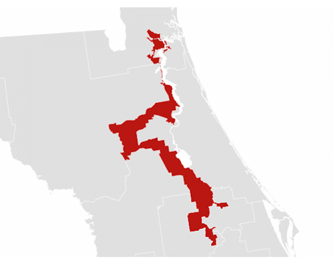 Former Florida U.S. Congressional District 5 once spanned from Orlando to Jacksonville - ORLANDO WEEKLY FILE ILLUSTRATION VIA WASHINGTON POST