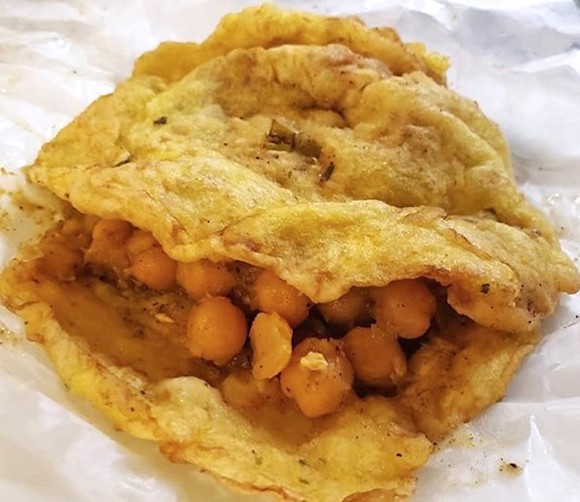 Like a lot of great dishes, Trinidadian doubles taste better than they look. - Photo by Faiyaz Kara