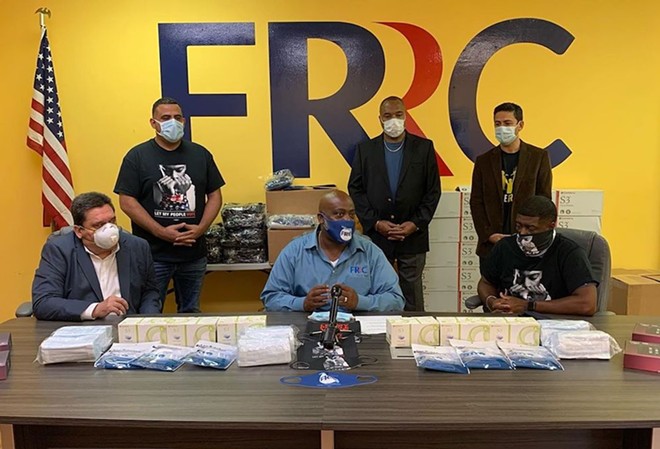 FRRC's April 29 press conference announcing donations of thousands of masks to prisons, jails and other vulnerable populations. - Photo via @flrightsrestore/Instagram