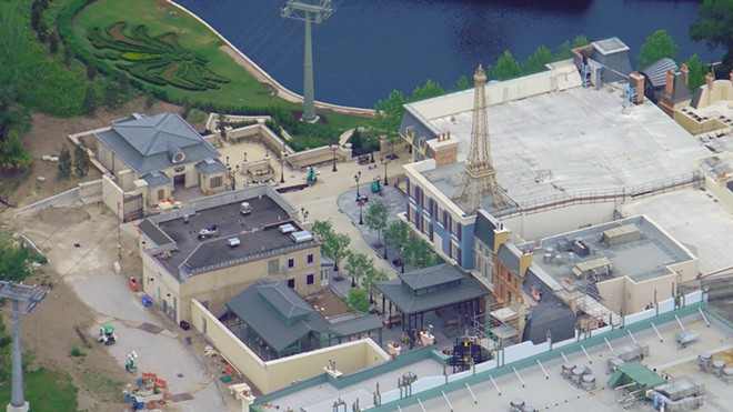A late May look at the expansion area of Epcot's France Pavilion where the new Ratatouille attraction is located. - Image via Bioreconstruct | Twitter