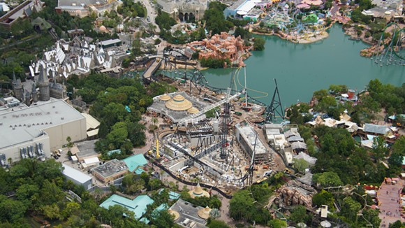 An overview of the Jurassic Park area with the coaster construction site in the middle. - Image via Bioreconstruct | Twitter
