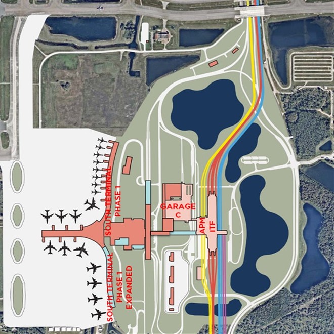The layout of the South Terminal Complex - Image via Greater Orlando Aviation Authority