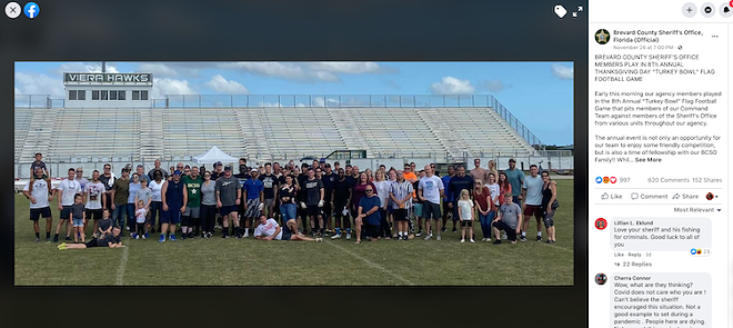 Florida sheriff celebrates the holidays by hosting potential superspreader 'Turkey Bowl' flag football event