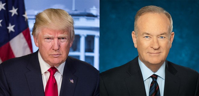 Bill O'Reilly and Donald Trump are taking $100 from Orlandoans who want to hear them talk for an afternoon. - Photo via Amway Center/Twitter