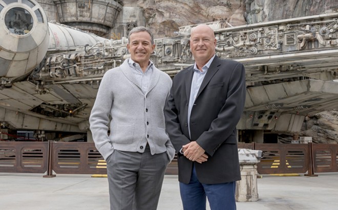 Former Disney CEO Bob Iger (left) and new CEO Bob Chapek - Photo via Walt Disney Company