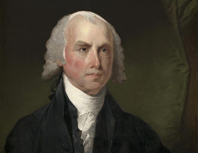 James Madison lived in a world of muskets, not assault rifles that rip children’s bodies to shreds. - Portrait by Gilbert Stuart, c. 1821