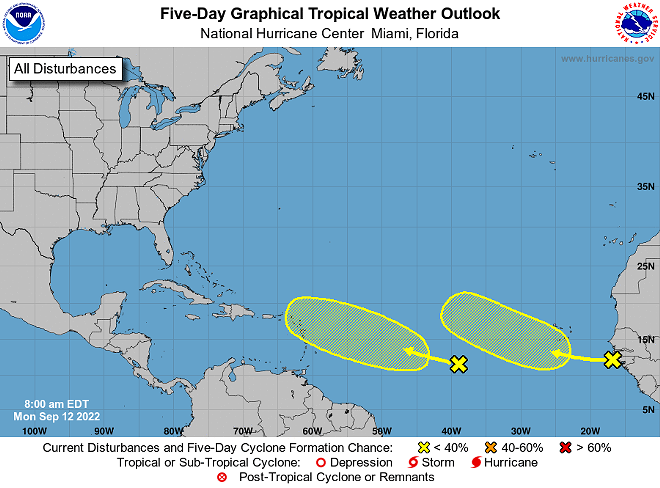 Both tropical disturbances are making their way closer to the Caribbean throughout the week. - National Hurricane Center