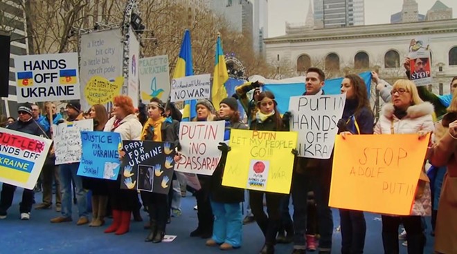 One of many protests in "The Long Breakup" - photo courtesy Global Peace Film Festival