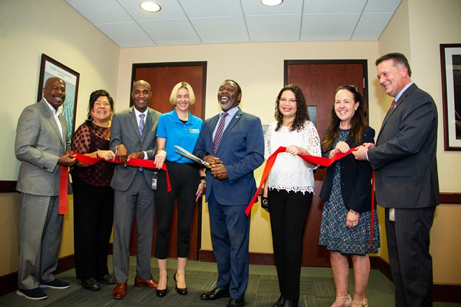 Orange County Mayor Jerry Demings, county commissioners, and county staff celebrate launch of new Office of Tenant Services on March 1, 2023. - Frank Weber/Orange County