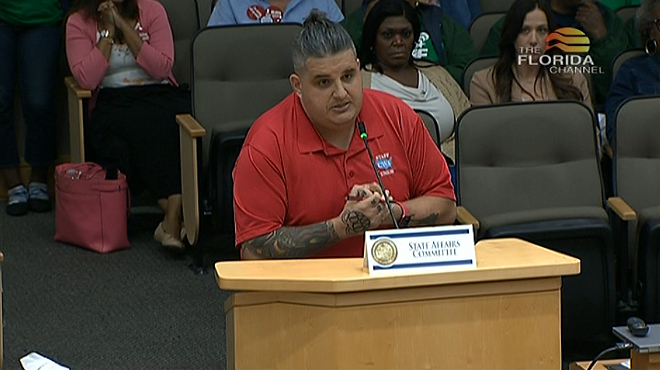 Curtis Hierro, a Florida union organizer, speaks out against HB 1445 in front of the Florida House State Affairs Committee on April 11, 2023. - The Florida Channel