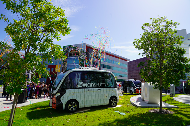 Orlando debuts new free self-driving SWAN shuttles in downtown’s Creative Village