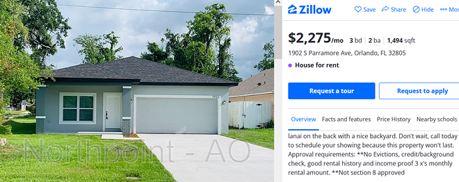 A Zillow rental listing from property management company Northpoint AO. Screenshot taken Aug. 14, 2023. - Zillow