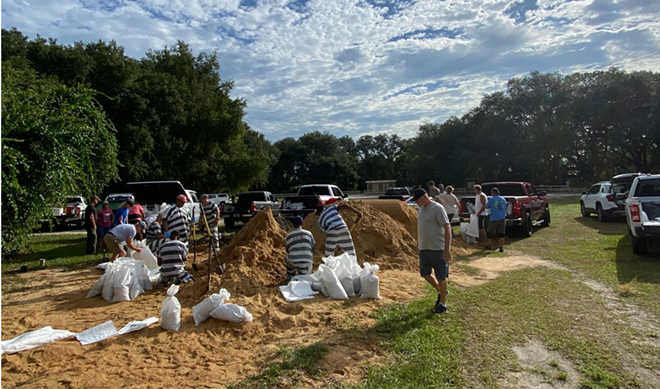 People incarcerated at Lake County Jail and Detention Center fill sandbags ahead of Hurricane Idalia. (Aug. 29, 2023) - photo via Lake County Sheriff's Office / Facebook