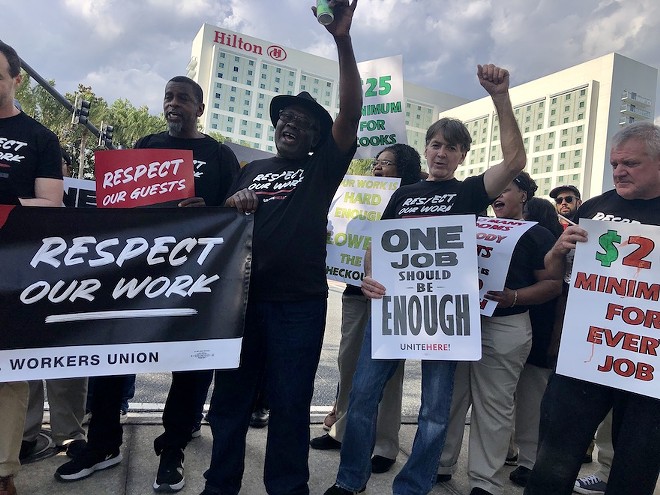 Orlando hotel workers rally on International Workers Day. (May 1, 2024) - photo by McKenna Schueler