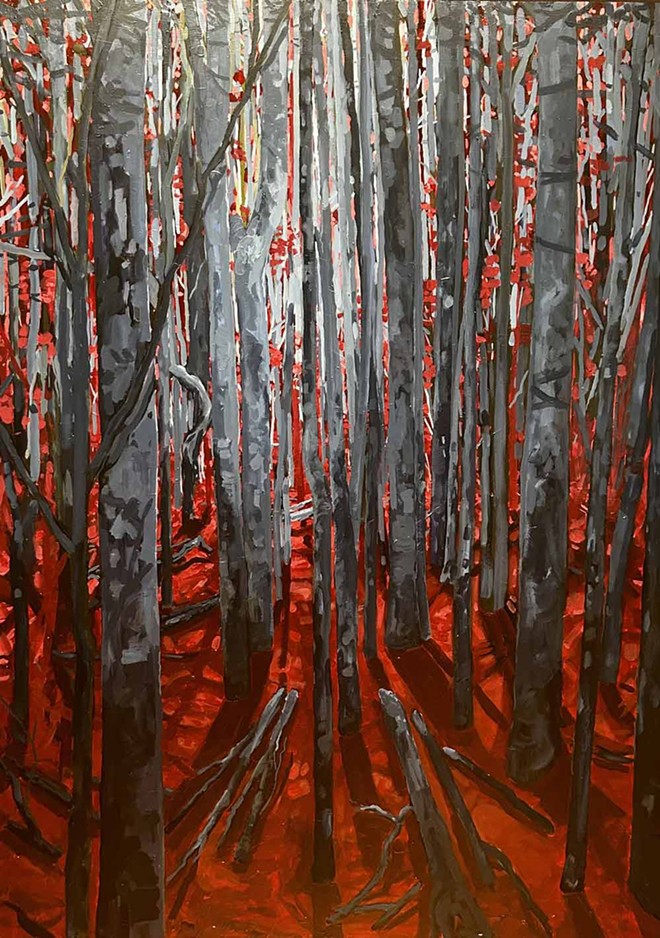 Psych Cat's Unknown Forest opens this week - Acrylic painting by Leo Cordovi
