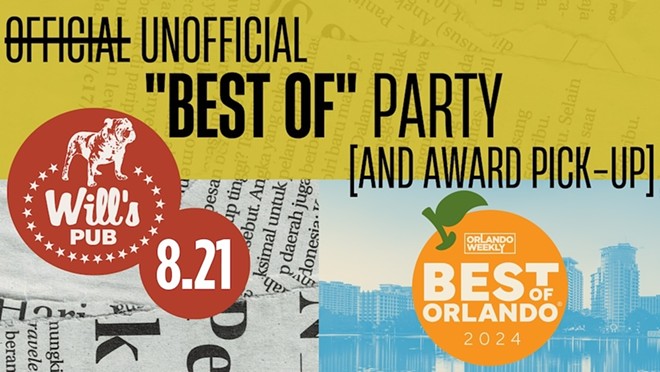 The official unofficial Best of Orlando® 2024 party takes over Will's Pub Wednesday, Aug. 21