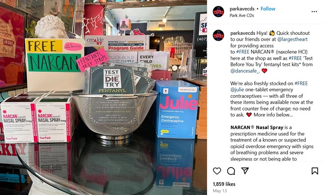 An Instagram post from Park Ave CDs promoting harm reduction supplies the store gives out to help keep the community safe. - Park Ave CDS/Instagram