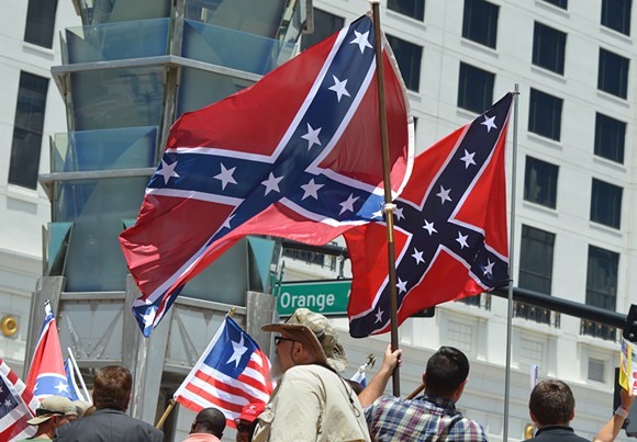 A protest by Confederate supporters outside Orlando City Hall in 2017. - Photo by Monivette Cordeiro