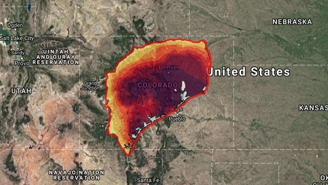 What Harvey would look like over Colorado - Photo via MySA.com